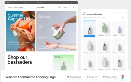 护肤电子商务着陆页网页模板 (fig)