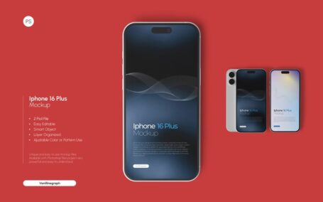 iPhone 16手机模型样机 (PSD)