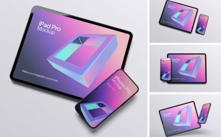 时尚的清脆iPad模型样机 (PSD,PDF)