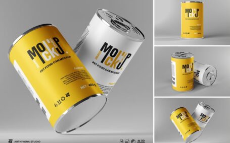 宠物食品可以模型套装样机 (PSD)