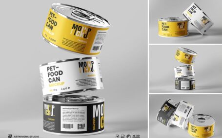 宠物食品可以模型套装样机 (PSD)