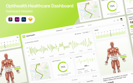 健康护理后台UI (FIG,PSD,SKETCH,XD)