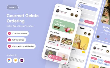 美食冰淇淋订购应用APP UI KIT (FIG,SKETCH,XD)