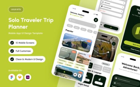 个人旅行应用APP UI KIT (FIG,SKETCH,XD)