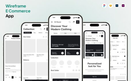 电商线框图应用APP UI KIT (FIG,SKETCH,PSD,XD)