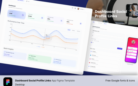 仪表板社交资料链接桌面网页UI模板 (FIG)