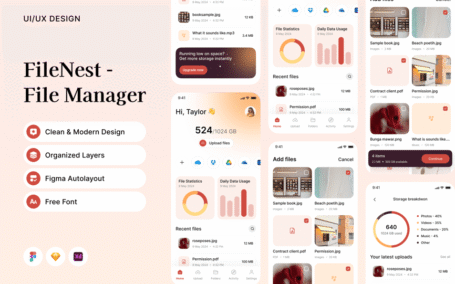 文件管理器移动应用APP UI KIT (FIG,SKETCH,XD)