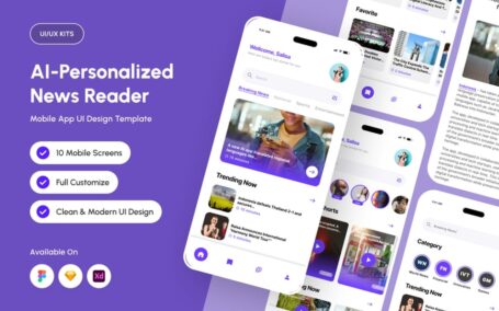智能AI新闻应用APP UI KIT (FIG,SKETCH,XD)