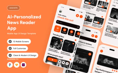 AI个性化新闻应用APP UI KIT (FIG,SKETCH,XD)