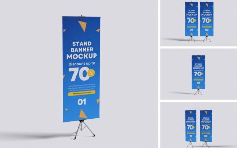 X展架横幅模型样机 (PSD,PDF)