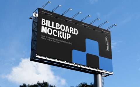 户外景观广告牌模型样机 (PSD)