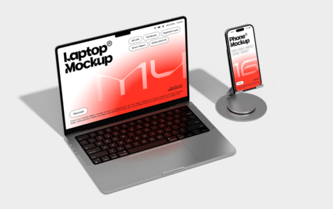 笔记本电脑和电话模型样机 (PSD)