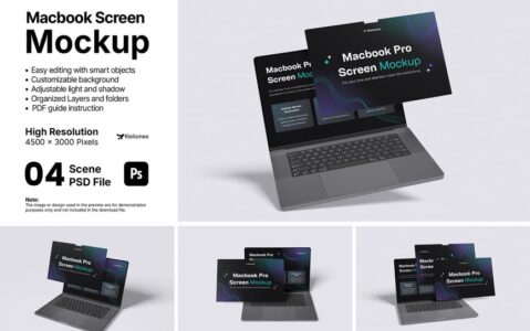 MacBook Pro屏幕模型样机 (PSD)