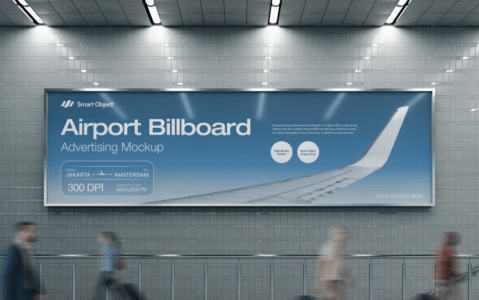 机场广告牌广告样机 (PSD)