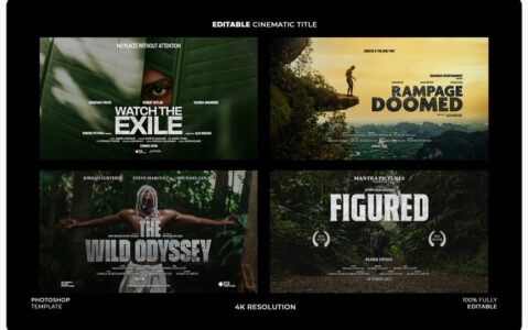 电影标题模板样机 (PSD)