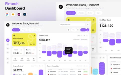 金融科技仪表板网页UI (FIG,XD,SKETCH,PSD)