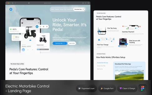 电动摩托车控制着陆页网页UI (FIG)