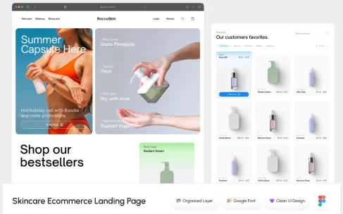 护肤电子商务着陆页网页模板 (fig)