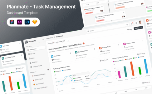 任务管理后台UI模板 (FIG,PSD,SKETCH,XD)