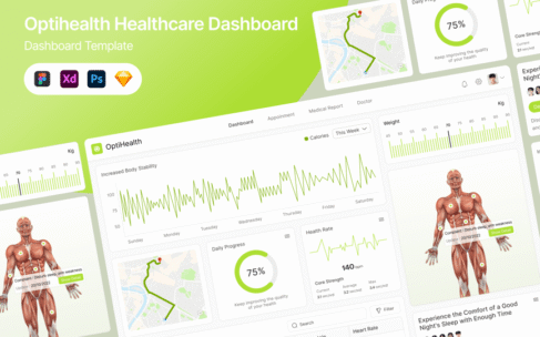 健康护理后台UI (FIG,PSD,SKETCH,XD)