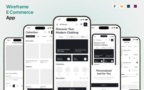 电商线框图应用APP UI KIT (FIG,SKETCH,PSD,XD)