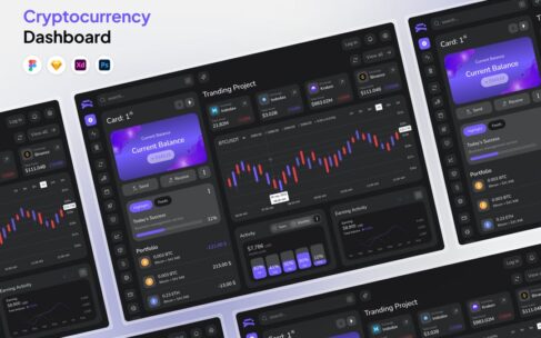 加密货币仪表板网页UI (FIG,PSD,SKETCH,XD)