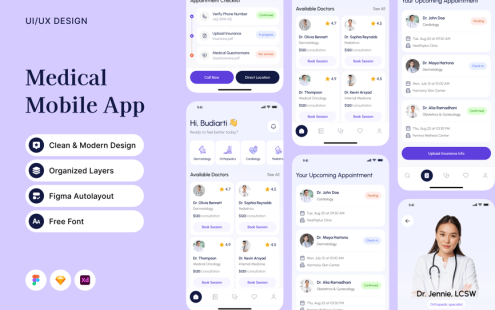 医疗移动应用APP UI KIT (FIG,SKETCH,XD)