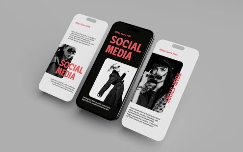 手机移动社交媒体设计模型样机 (PSD)