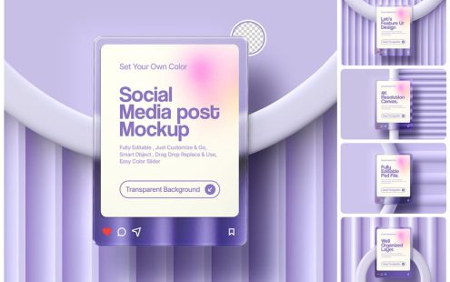 Instagram帖子展示模型集样机 (PSD)