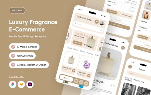 香水电子商务应用APP UI KIT (FIG,SKETCH,XD)