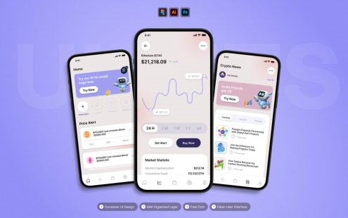 智能钱包 – 移动应用APP UI KIT (AI,EPS,PSD,FIG)