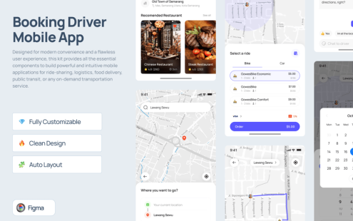 用车打车预订程序移动应用APP UI KIT (FIG)