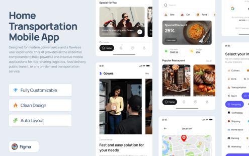 家庭运输移动应用APP UI KIT (FIG)