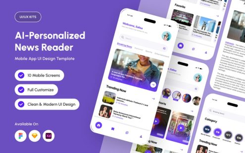 智能AI新闻应用APP UI KIT (FIG,SKETCH,XD)