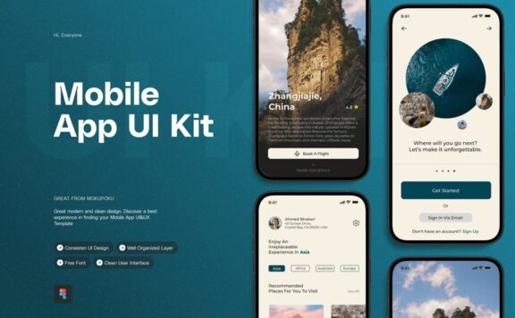 旅行移动应用APP UI KIT (FIG)
