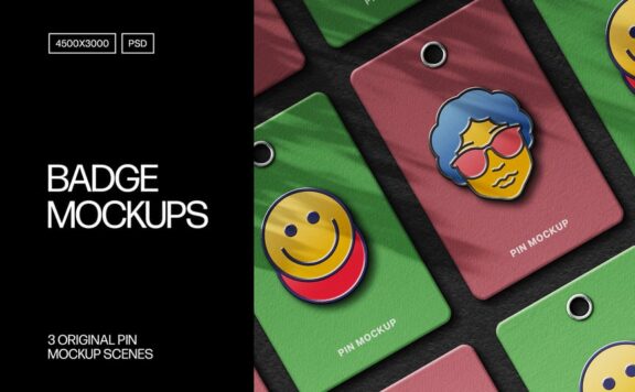 搪瓷别针徽标模型样机 (PSD)