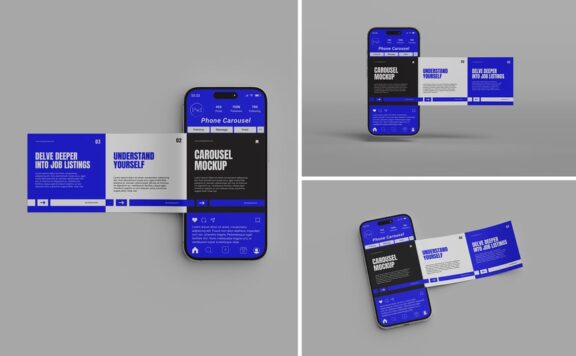 轮播手机模型样机 (PSD,PDF)