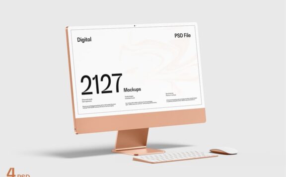 iMac 24英寸屏幕模型样机 (PSD)