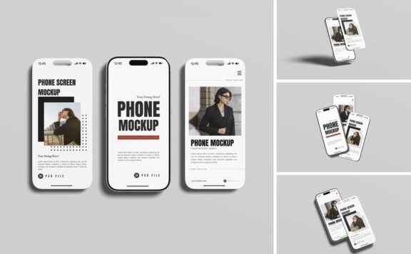 电话屏幕模型样机 (PSD,PDF)