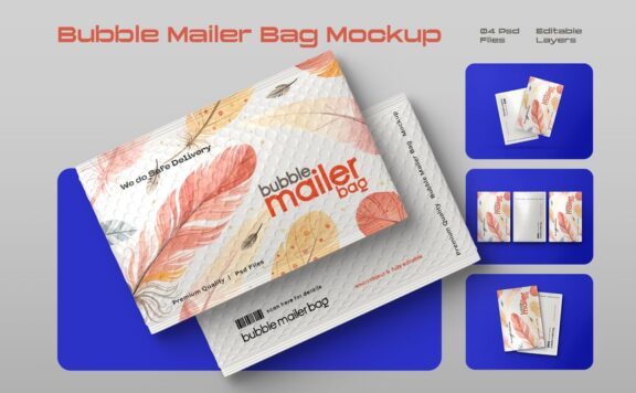 气泡包装邮件包包装模型集样机 (PSD)