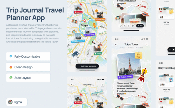旅行期刊旅行计划者应用APP UI KIT (FIG)