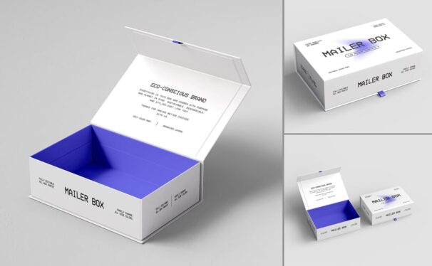 礼品盒品牌模型套装样机 (PSD)