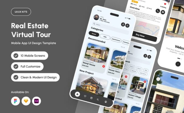 房地产虚拟旅游APP UI KIT (FIG,SKETCH,XD)