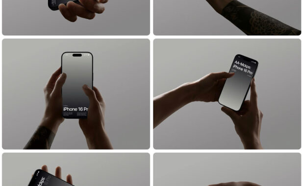 手持 iPhone 16 Pro 手机样机展示大合集（PSD,Sketch,Fig）