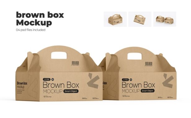 卡夫外卖盒PSD模型带有句柄样机 (PSD)