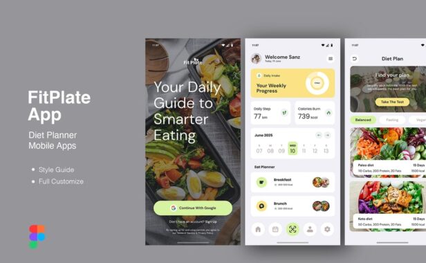 饮食计划移动应用APP UI KIT (FIG)