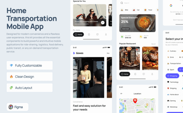 家庭运输移动应用APP UI KIT (FIG)
