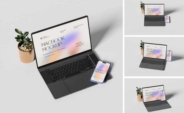 MacBook和iPhone模型样机 (PSD,PDF)