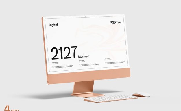 iMac 24英寸屏幕模型样机 (PSD)