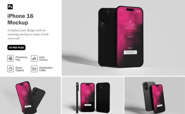 iPhone 16模型样机 (PSD)